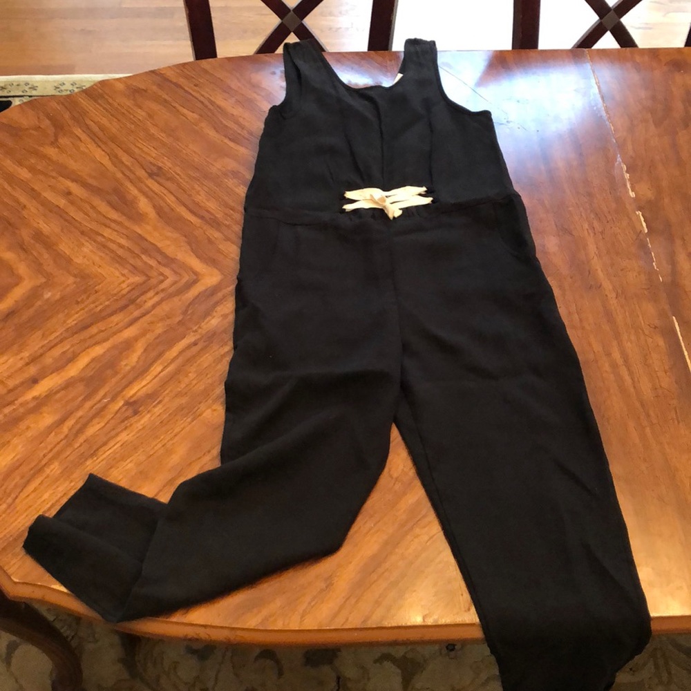 ZARA girls black jumpsuit with lace detail.
